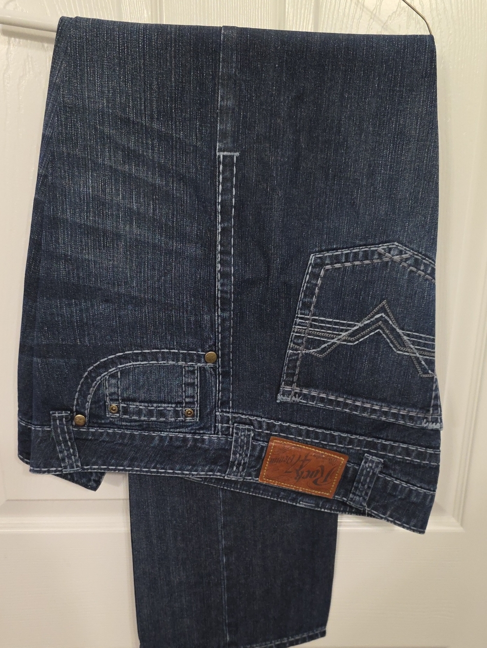 Dark Blue Men’s Rock 47 Jeans with Contrast Stitching